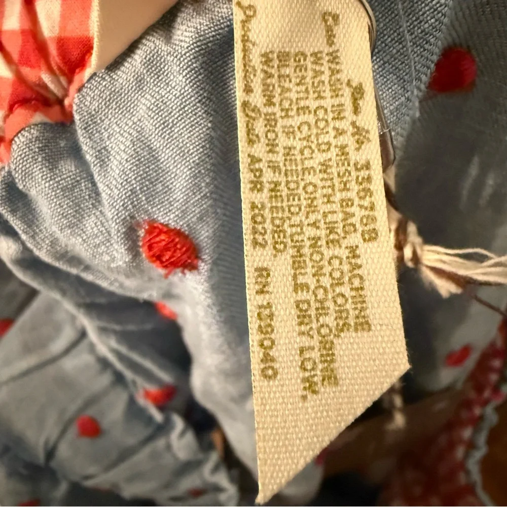 💙 Matilda Jane Cameron Chambray Dobby Shorts with red polka dots and red tassels - Picture 8 of 9